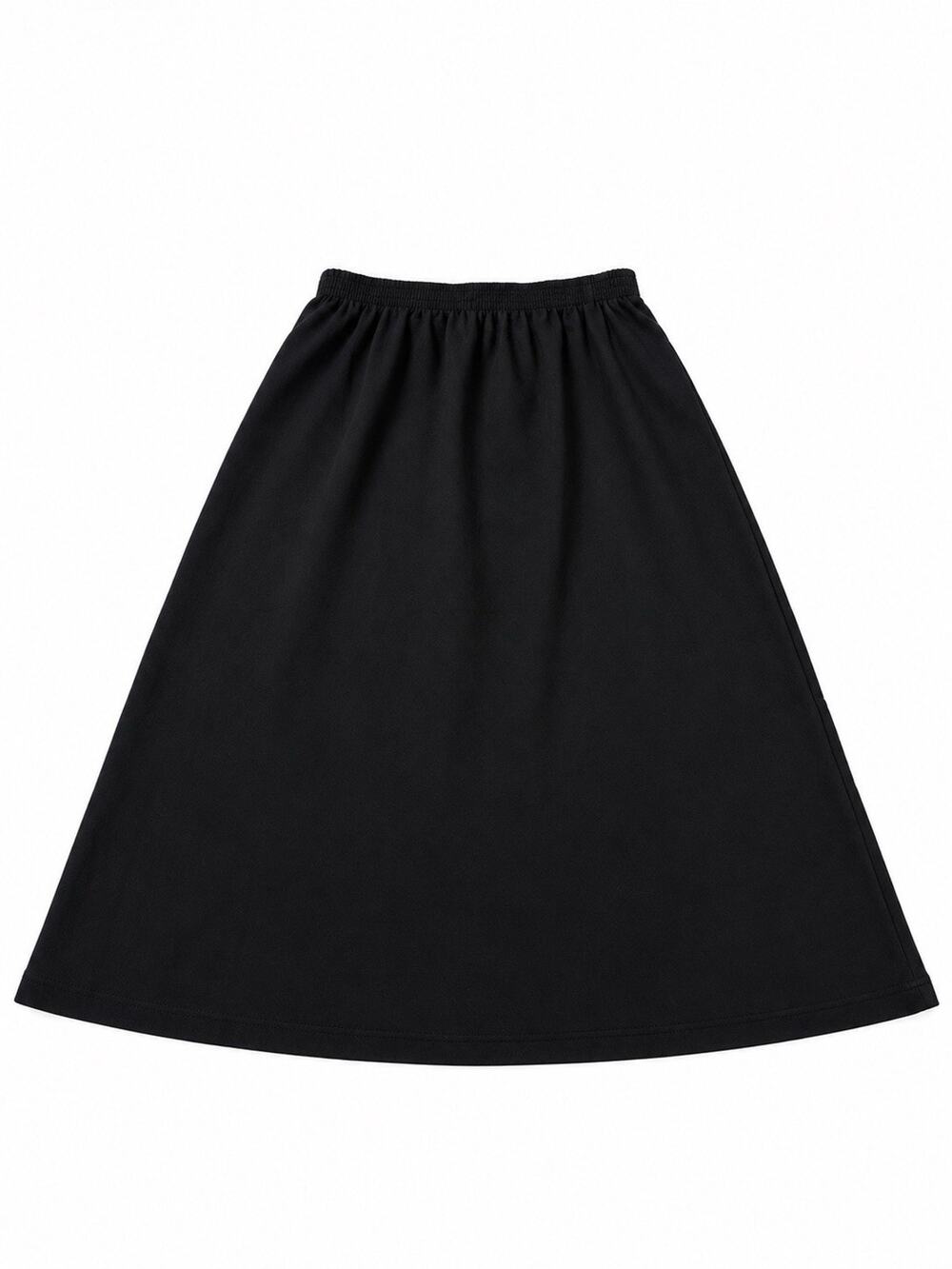 Tropics Women’s Black Midi Skirt Elastic Waist A-Line Pull On S/M